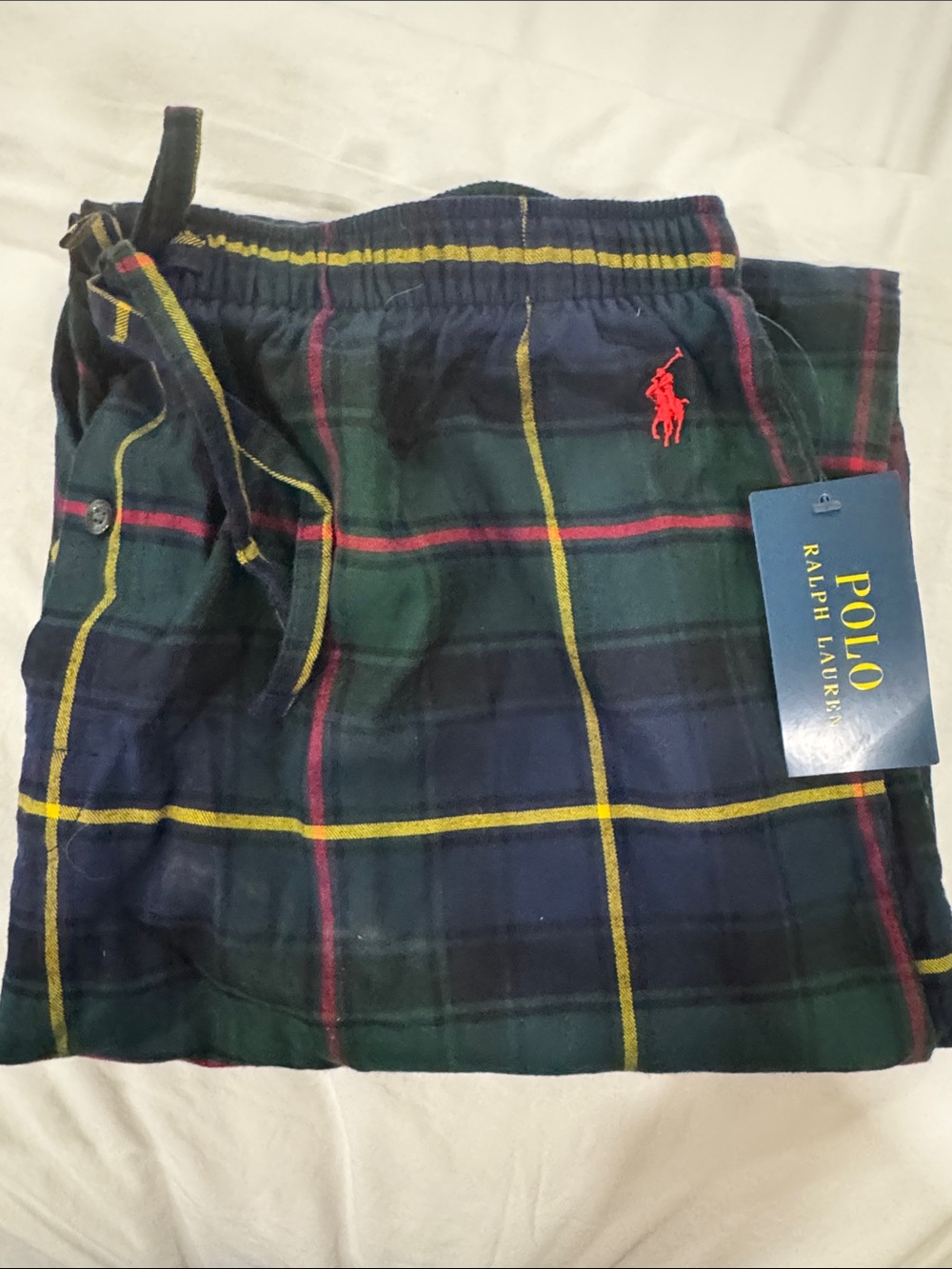 Polo by Ralph Lauren Navy, Green & Yellow Plaid Mens Brushed Cotton PJ pants